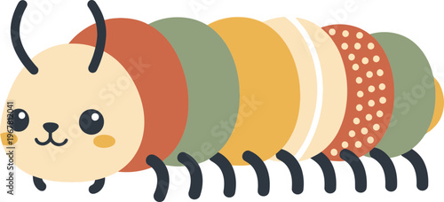 Colorful Caterpillar Cartoon Character Face.