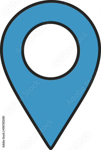 Blue Map Location Pin Icon Symbol.