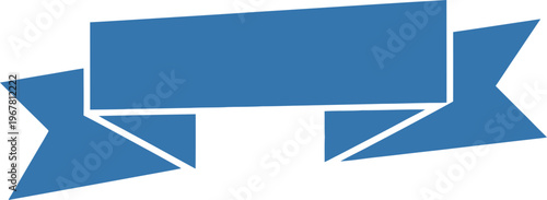 Blue ribbon banner symbol icon graphic.