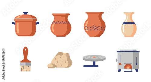 Pottery Craft Set: Clay, Pots, Vases, Brush, Kiln, Wheel