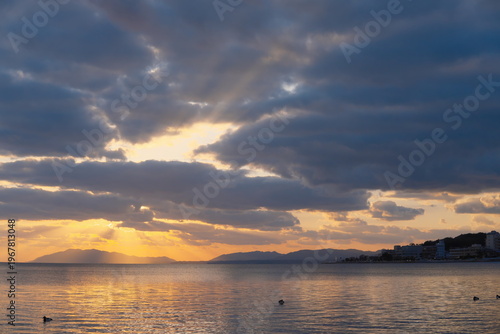 宍道湖の美しい夕焼け