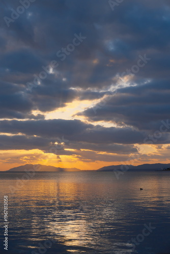 宍道湖の美しい夕焼け