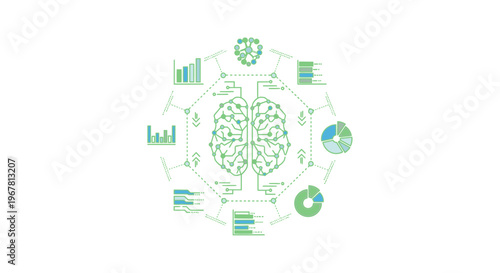 Artificial Intelligence Data Analysis Concept with Human Brain