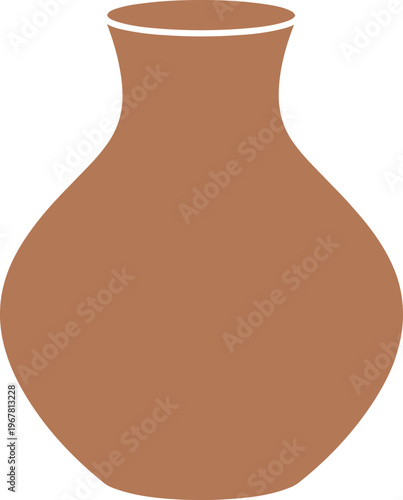 Brown Clay Earthenware Pottery Vessel.