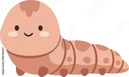 Cute Cartoon Caterpillar Insect Face.