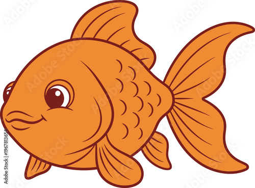 Cartoon goldfish with orange fins scales.