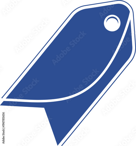 Blue price tag label icon.