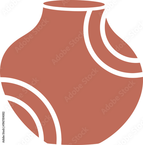 Brown Clay Pottery Vessel Illustration.