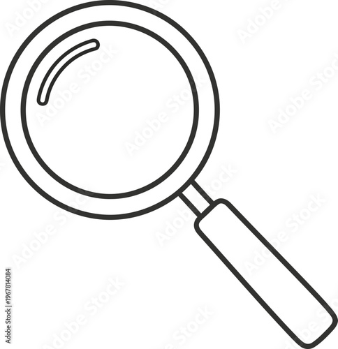 Magnifying glass icon with handle.