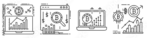 Illustrative Bitcoin Cryptocurrency Market Analysis and Trend Forecast on Digital Devices