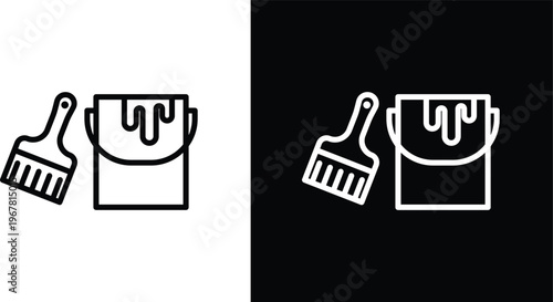 Paint bucket and paint brush icon