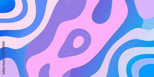 Abstract swirling shapes in vibrant shades of blue and pink