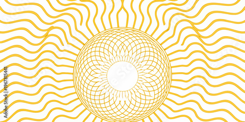 Abstract geometric design featuring a central oval and wavy lines