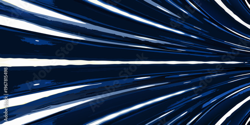 Abstract swirling lines in shades of blue create a dynamic tunnel