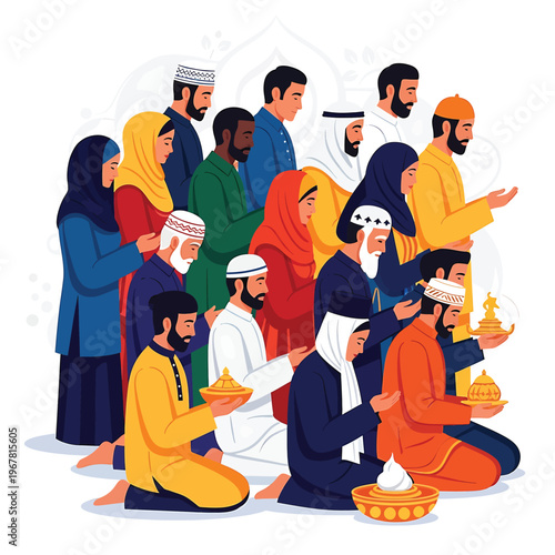 Diverse Group of People Breaking Fast.