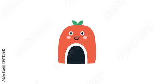 Smiling Tomato House Cartoon Character Face.
