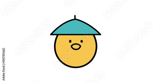 Smiling Yellow Cartoon Face Character.