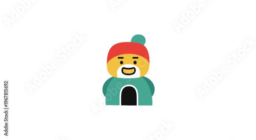 Smiling Lego Figure Wearing Red Hat.