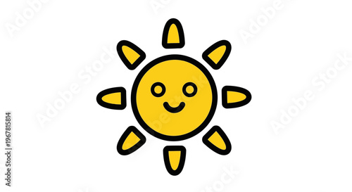 Smiling Sun Cartoon Character Face.