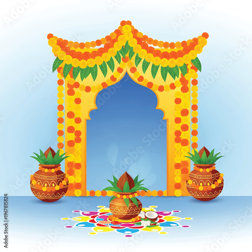 Decorative Indian Diwali Festival Entrance Gate.