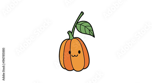 Smiling Orange Pumpkin Cartoon Character.