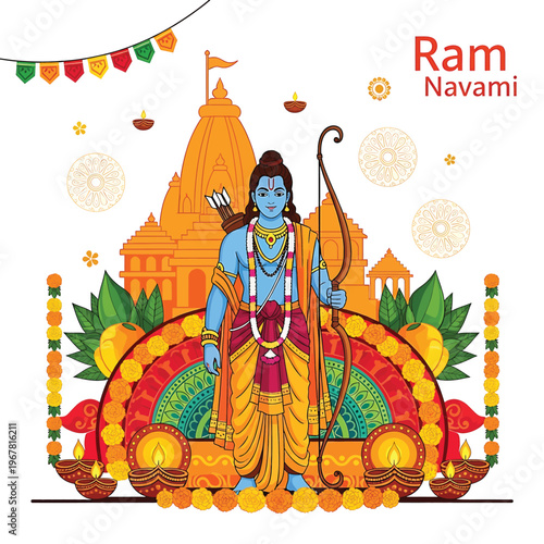 Hindu God Rama Statue Illustration.