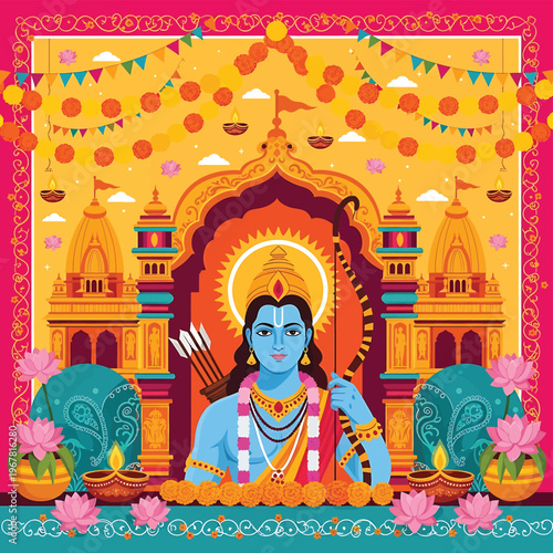 Hindu God Rama Statue Portrait.