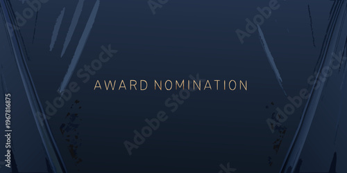 Dark blue abstract background with text announcing an award nomination