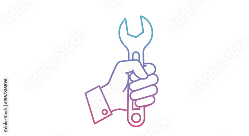 Hand Holding Wrench Tool - Repair, Maintenance, Mechanic, DIY, Service Concept