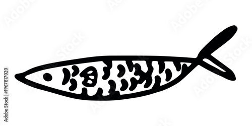 Hand drawn happy funny cute fish Adorable friendly kawaii tropical fish Underwater world sea life ocean Fishing seafood For design, kids print, kids books, nursery decor, coloring pages, logo