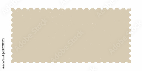 A blank rectangular postage stamp with a textured beige background