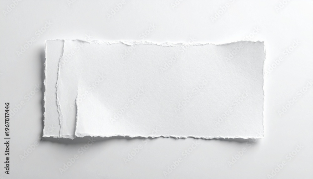 Obraz premium Textured white paper with rough, torn edges, providing a clean and organic blank canvas for messages, notes, or creative design elements