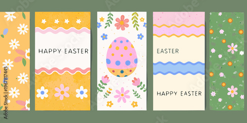 Colorful easter bookmarks with floral patterns and festive greetings
