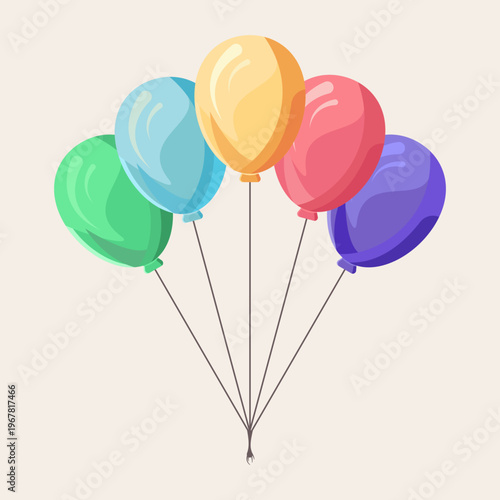 Colorful birthday balloons with  shapes for festive celebrations illustration