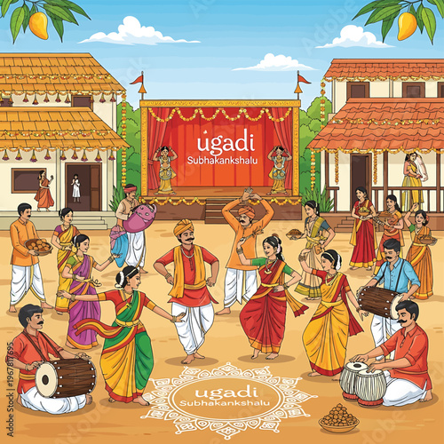 Traditional Indian dancers in colorful attire.