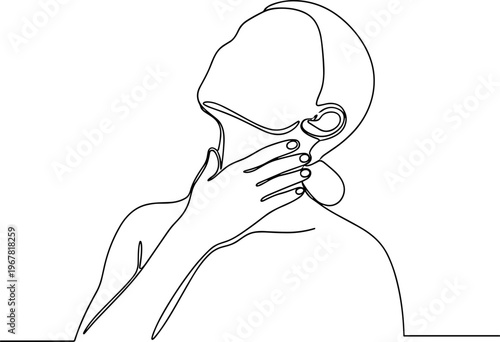 Woman with hand on neck gesture.