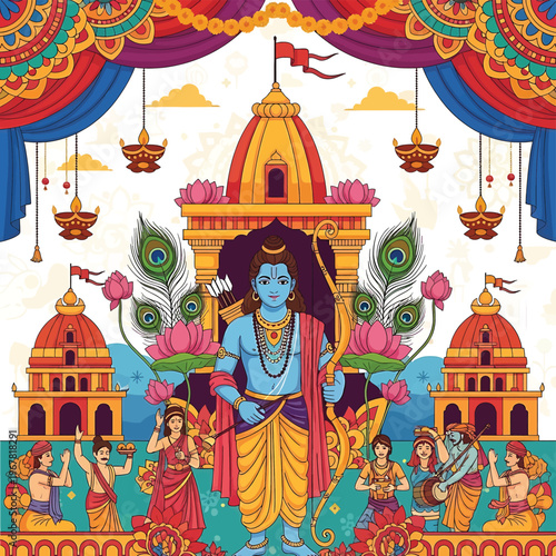 Hindu God Krishna Standing Temple.