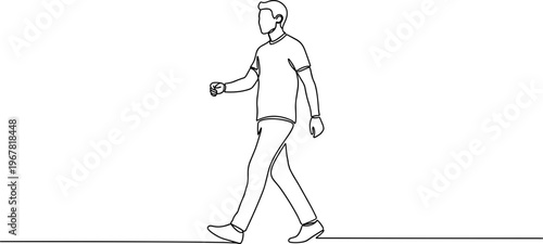 Man walking with a cup.