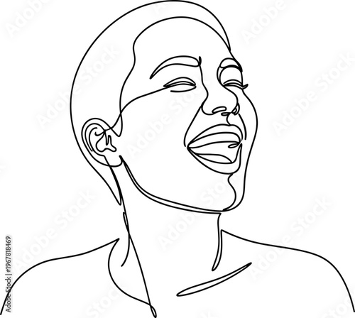 Smiling dark-skinned woman face portrait.