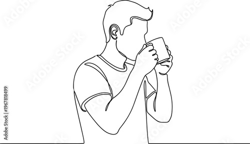 Man drinking from a cup.