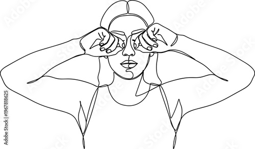 Woman Wearing Headphones and Sunglasses.