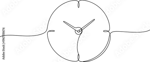 Continuous line drawing of clock.