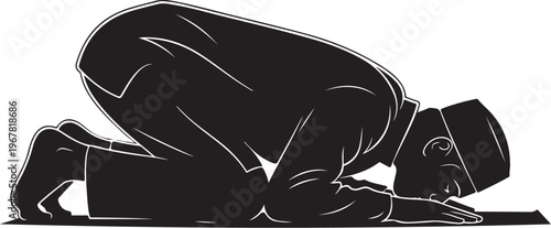 Man in prayer position on white background person praying