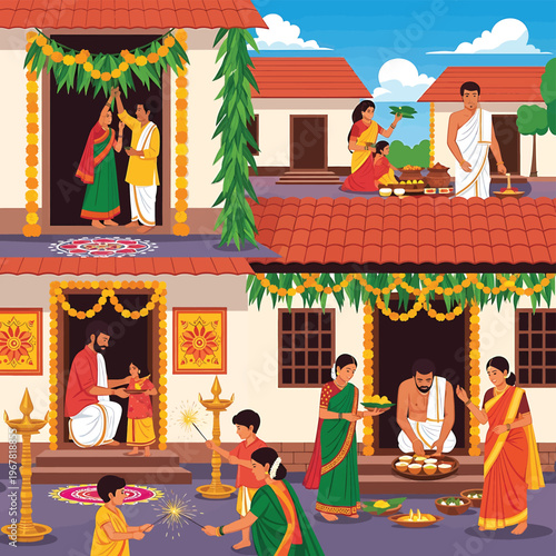 Traditional Indian family celebrating festival 2.