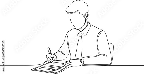 Man writing on a notepad.