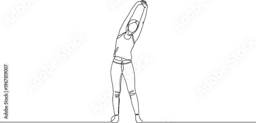 Person stretching arms up high.