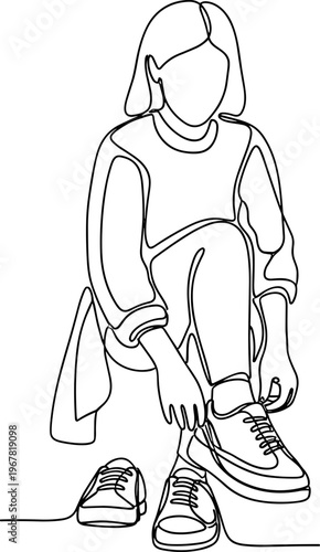 Woman Tying Her Athletic Shoe Laces.