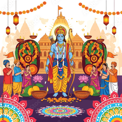 Hindu God Statue With Devotees Worshipping 1.