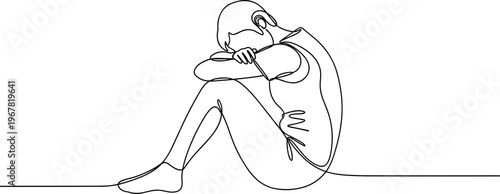 Sad person sitting alone depressed.