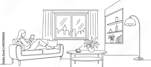 Woman Relaxing on a Couch.